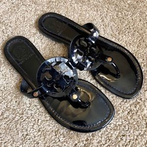 Tory Burch Miller Sandals Patent Leather Black 8.5